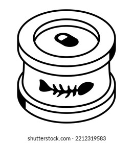 A canned fish line isometric icon