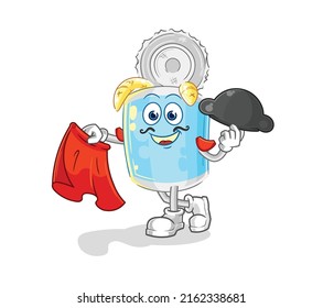 the canned fish matador with red cloth illustration. character vector