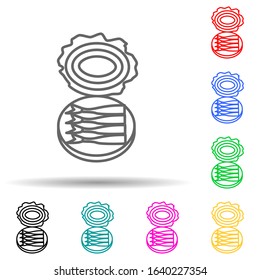 canned fish multi color style icon. Simple thin line, outline vector of fish production icons for ui and ux, website or mobile application