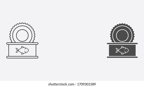 Canned fish outline and filled vector icon sign symbol