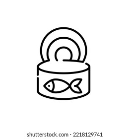 Canned fish. Pixel perfect, editable stroke icon