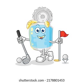 the canned fish playing golf vector. cartoon character