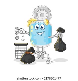 the canned fish Throw garbage mascot. cartoon vector