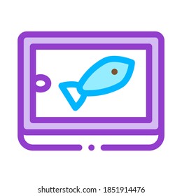 Vector de iconos de estaño de pescado enlatado. Signo de estaño de pescado en lata de esquema. Ilustración de símbolo de contorno aislado