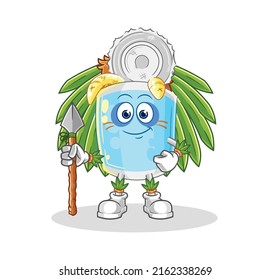 the canned fish tribal man mascot. cartoon vector