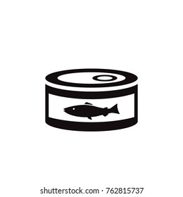 Canned fish Tuna can or cat food vector icon black