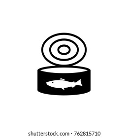 Canned Fish Tuna Can Open Or Cat Food Vector Icon Black