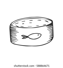 Canned fish vector doodle illustration