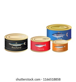 Canned fish. Vector illustration isolated on white background