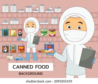 Fondo de concepto de comida en lata. Iconos planos.