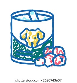 canned food for dog doodle icon sketch vector. canned food for dog sign. isolated symbol illustration