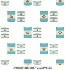 canned food icon isolated on white, seamless pattern with pet food in conserve, flat style