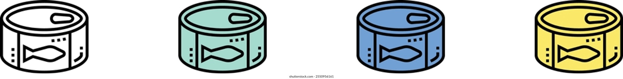 canned food icon. Outline, Green, Blue and Yellow Style Design Isolated On White Background