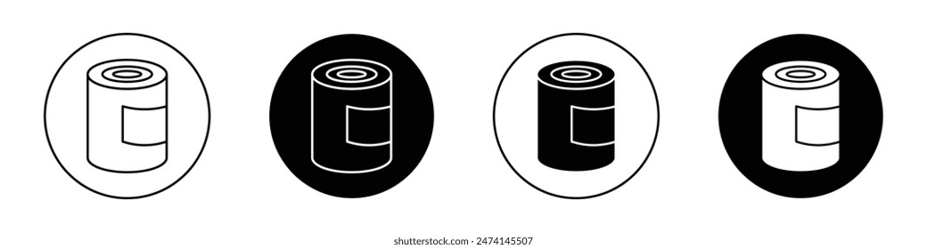 Canned Food Icon Set Metal can for food storage vector symbol. Aluminum container for preserved meats and fish.