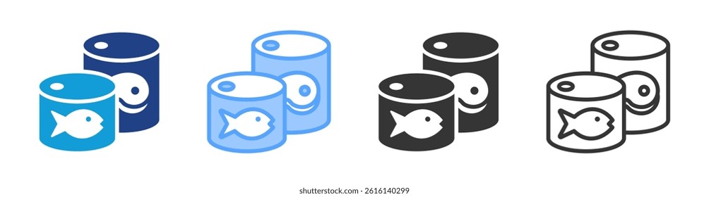 Canned Food icon set multiple style collection