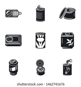 Canned food icon set. Simple set of 9 canned food vector icons for web design isolated on white background