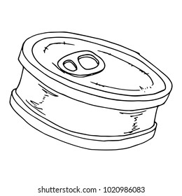 Canned food icon. Vector illustration of tin can. Hand drawn canned food.