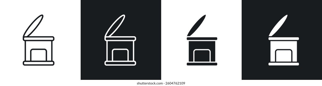 Canned food icons in flat and linear vector illustration on white background.