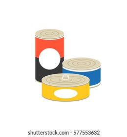 canned food illustration, flat design vector