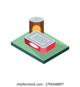 Canned Food Isometric Flat Icon Illustration Isolated in White