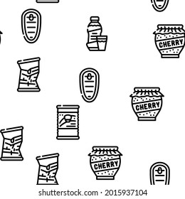 Canned Food Nutrition Vector Seamless Pattern Thin Line Illustration