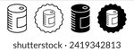 Canned food set in black and white color. Canned food simple flat icon vector