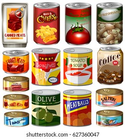 Canned Food Set On White