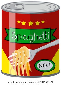 Canned Food With Spaghetti Illustration