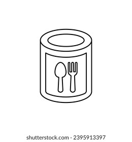 Canned food vector illustration. Package soup jar icon in black and white color.