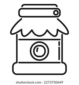Vector de contorno de icono de fruta en lata. Comida. Frasco de vidrio