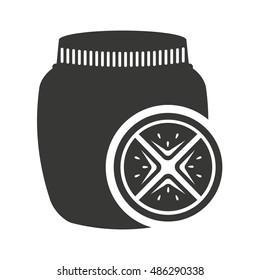 canned fruit in mason jar monochrome silhouette vector illustration design