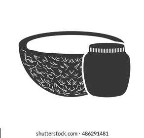 canned fruit in mason jar monochrome silhouette vector illustration design