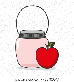 canned fruit in mason jar vector illustration design