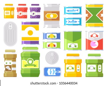 Canned goods isolated on white background. Vector illustration