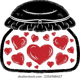 Canned hearts in a jar. Valentine's Day. Vector element.