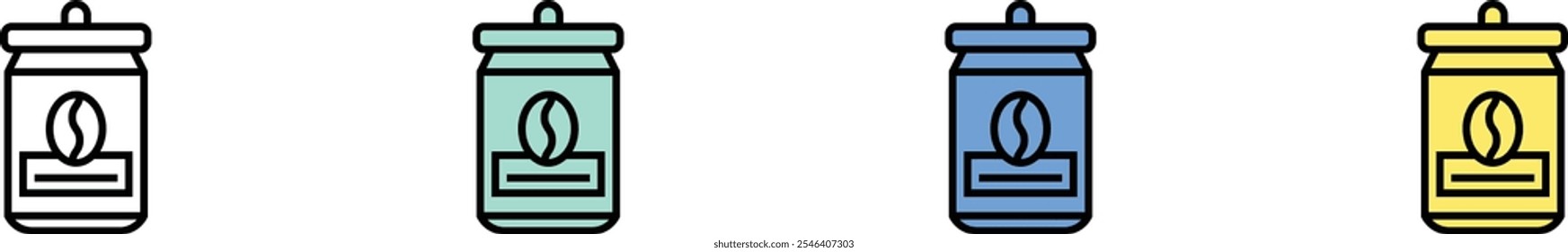 canned icon. Outline, Green, Blue and Yellow Style Design Isolated On White Background