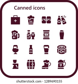  canned icon set. 16 filled icons. Simple modern icons about  - Emergency kit, Beer, Canned food