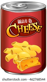 Canned mac and cheese on white illustration