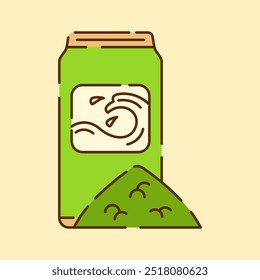 Canned Matcha Drink Illustration Flat Color