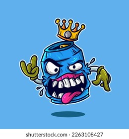 Canned Monster King Cartoon For T-Shirt And Sticker Designs