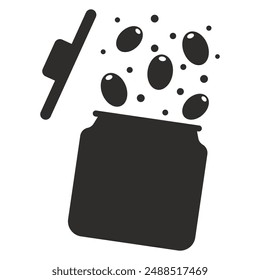 canned olives icon, food pickle, flat vector illustration on white background