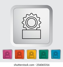 Canned outline icon on the button. Vector illustration.