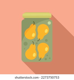Canned pear icon flat vector. Food pickle. Vegetable jar