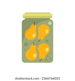 Canned pear icon flat vector. Food pickle. Vegetable jar isolated