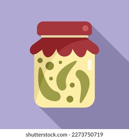 Canned pepper icon flat vector. Pickle food. Glass jar