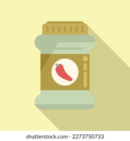 Canned pepper icon flat vector. Food pickle. Can product