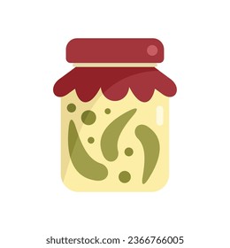Canned pepper icon flat vector. Pickle food. Glass jar isolated