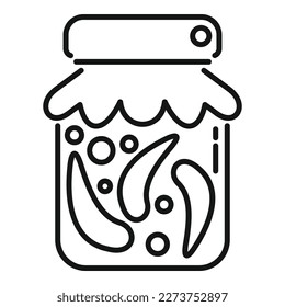 Canned pepper icon outline vector. Pickle food. Glass jar