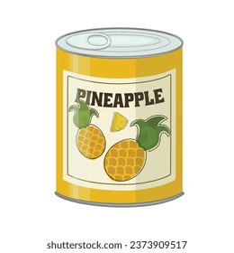 Canned pineapple on white background