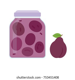 Canned plum jam